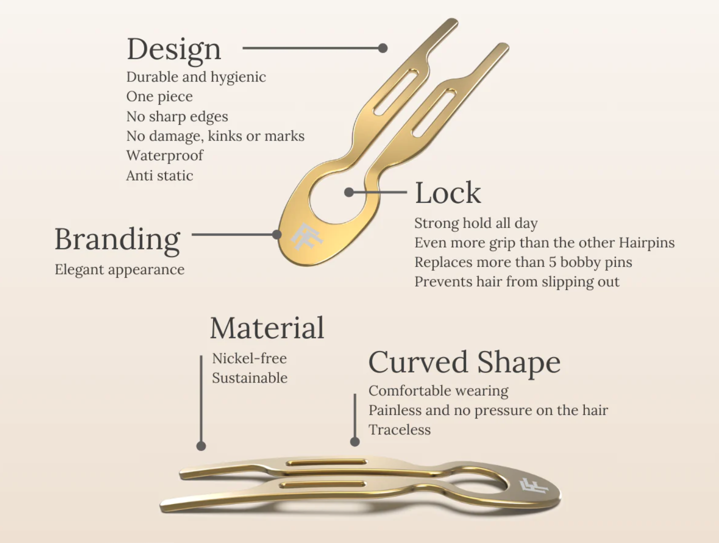 Nº1 HAIRPIN Steel | Yellow Gold finish