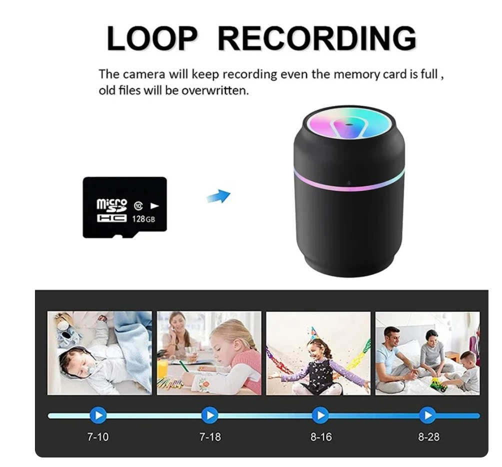 Mini telecamera umidificatrice, videocamera, rilevamento del movimento, baby monitor, circuito di sicurezza domestico, videoregistratore, telecamera 1080p