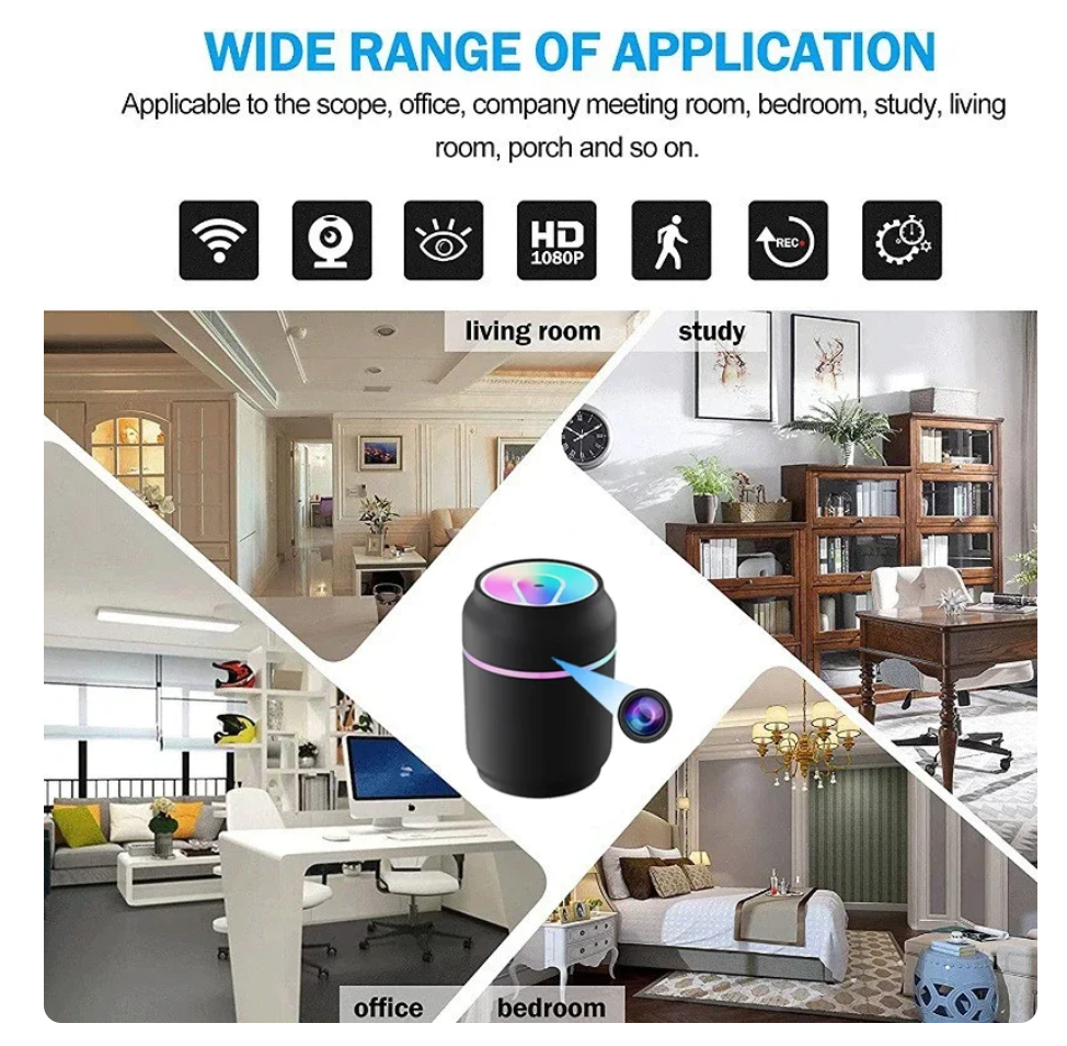Mini telecamera umidificatrice, videocamera, rilevamento del movimento, baby monitor, circuito di sicurezza domestico, videoregistratore, telecamera 1080p