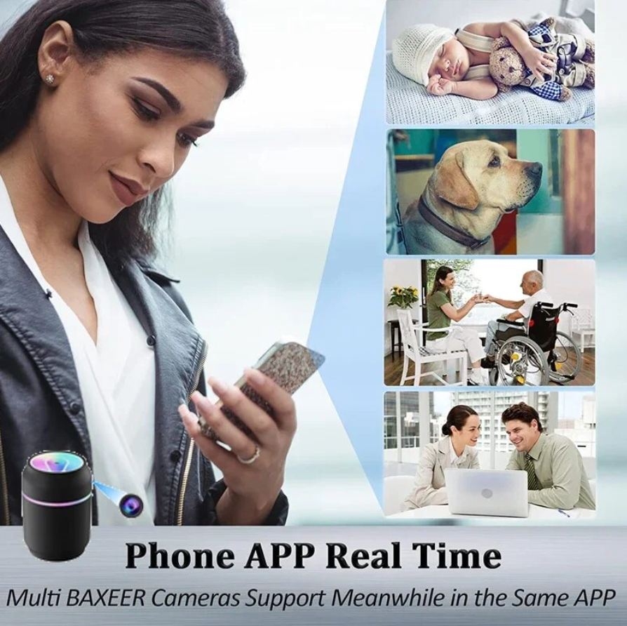 Mini telecamera umidificatrice, videocamera, rilevamento del movimento, baby monitor, circuito di sicurezza domestico, videoregistratore, telecamera 1080p