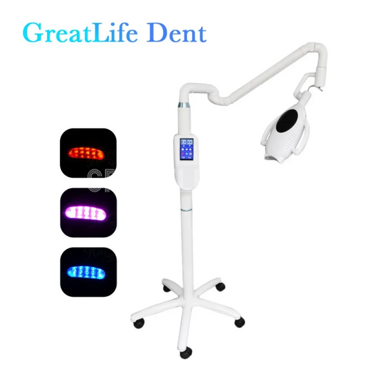 歯のホワイトニングマシン,10個のLED,60W,3色,モバイル,床,スタンド,ホイールを備えた歯科用タッチスクリーン