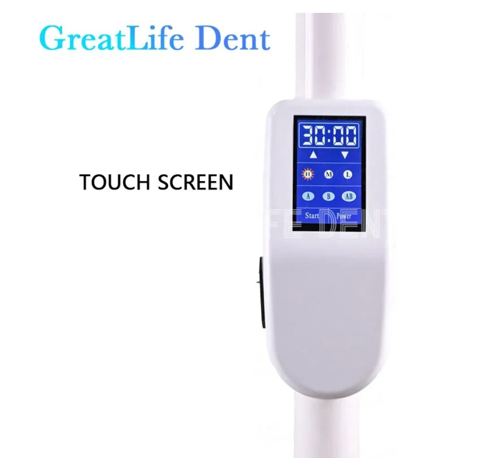 歯のホワイトニングマシン,10個のLED,60W,3色,モバイル,床,スタンド,ホイールを備えた歯科用タッチスクリーン