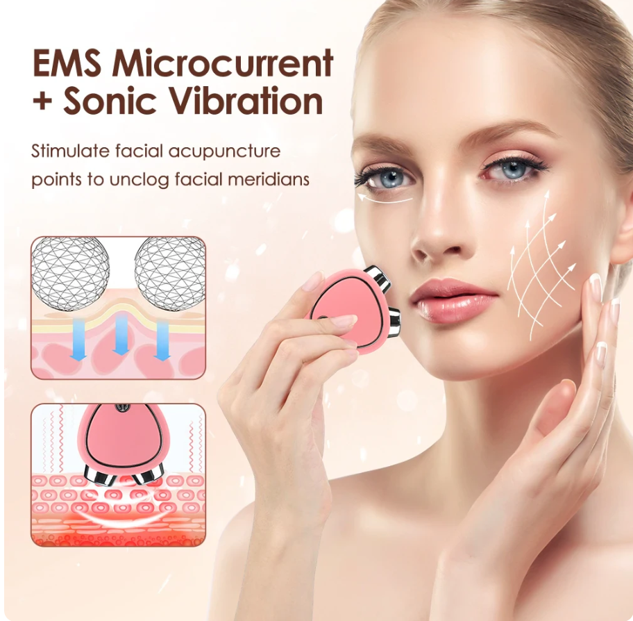 Portable Electric Face Lift Roller Massager EMS Microcurrent Sonic Vibration Facial Lifting Skin Tighten Massage Beauty Devices