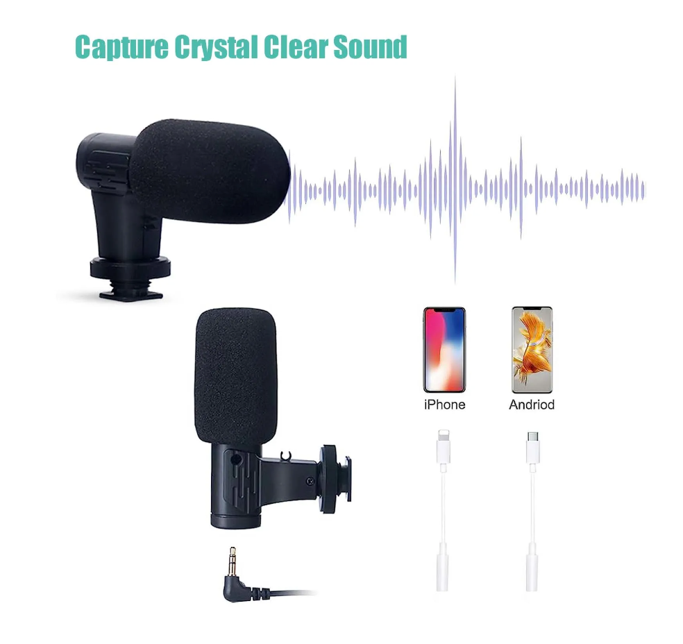 Smartphone Vlogging Kit for iPhone Android with Tripod Mini Microphone Starter Vlog kit for TikTok Live Stream Video YouTube