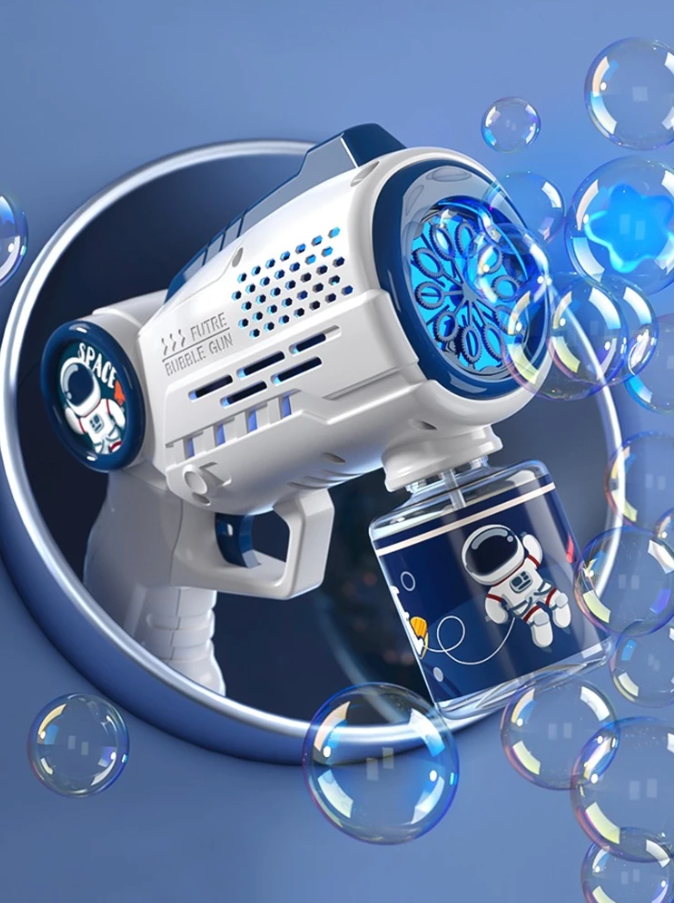 Astronaut Electric Automatic Light Bubble Machine Bubbles Gun Summer Beach Bath Outdoor Game Fantasy Toys for Children Kids Gift