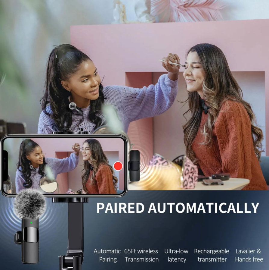 NEW Wireless Lavalier Microphone Audio Video Recording Mini Mic For iPhone Android Laptop Live Gaming Mobile Phone Microphone