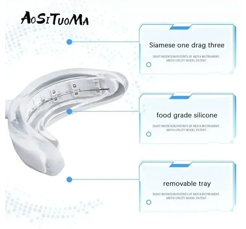 歯のホワイトニング用の電気歯科用器具,充電式ライト付きのポータブル歯科用器具,青色,ブレーキライン付き,LEDライト,口腔ケア