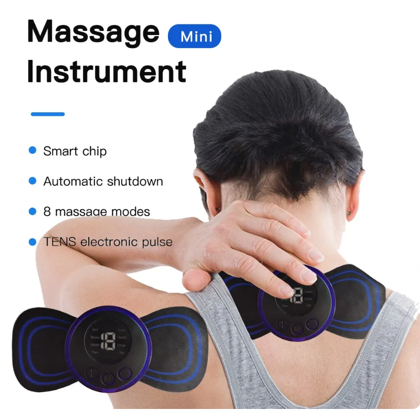 ミニ充電式ネックマッサージャーポータブル電気ネックマッサージ頸部マッサージパッチ8モード19レベル筋肉疲労を和らげる