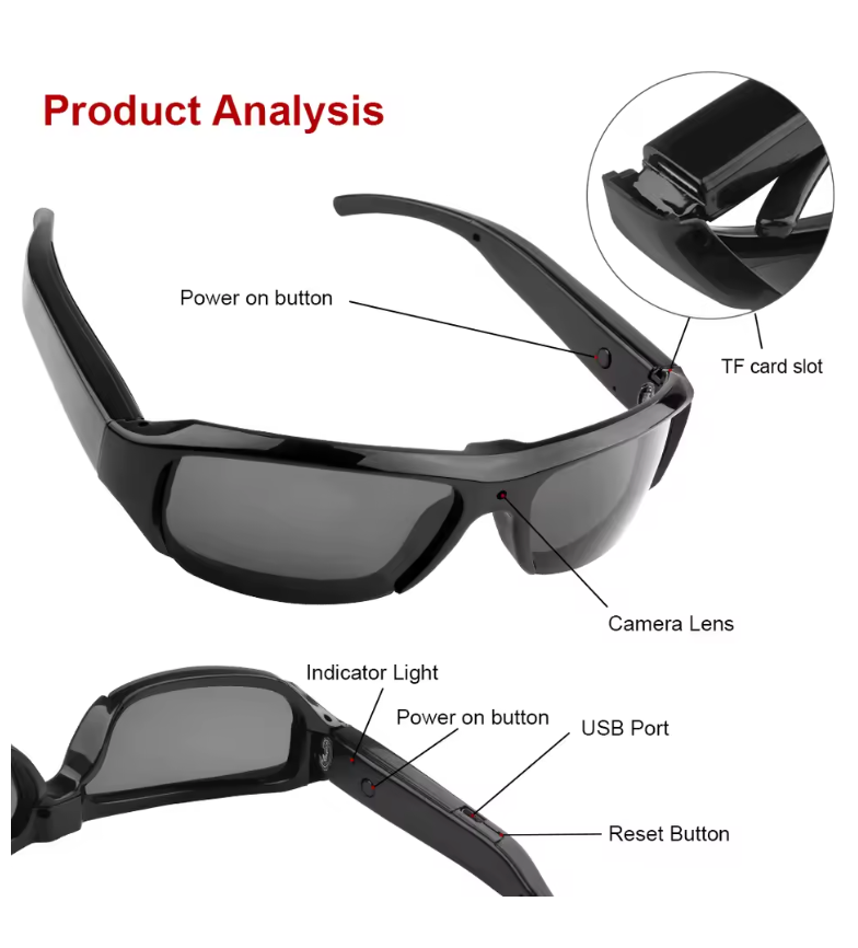 Wearable HD 1080P Mini Glasses Camera Portable Outdoor Security Sports DV DVR Video Recorder Surveillance Camcorder For Driving サングラス型カメラ 防犯カメラ セキュリティカメラ スパイカメラ