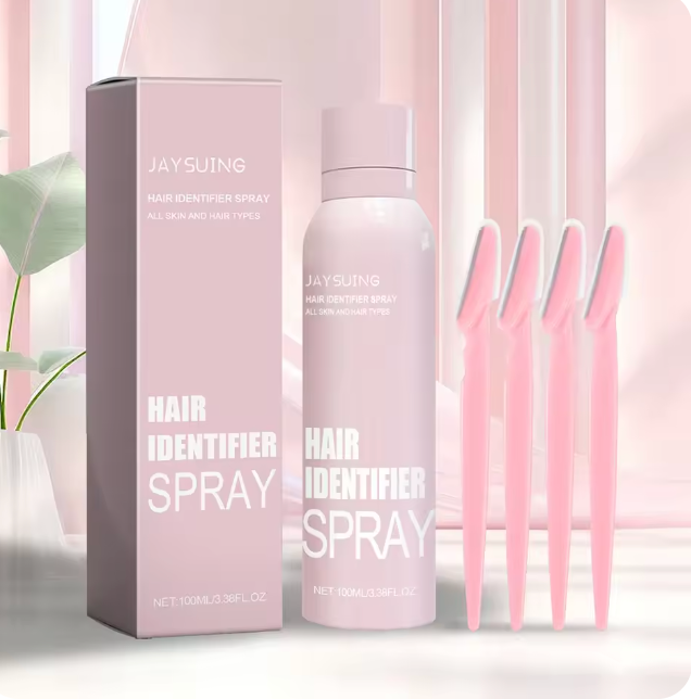 顔の脱毛スプレー,滑らかにする,顔のシェービング,痛みのないケア,4つのスクレーパー,1セット100ml Hair Identification Spray with Razors Hair Identifying Spray Face Shaving Spray for Face Shaving Hair Removal
