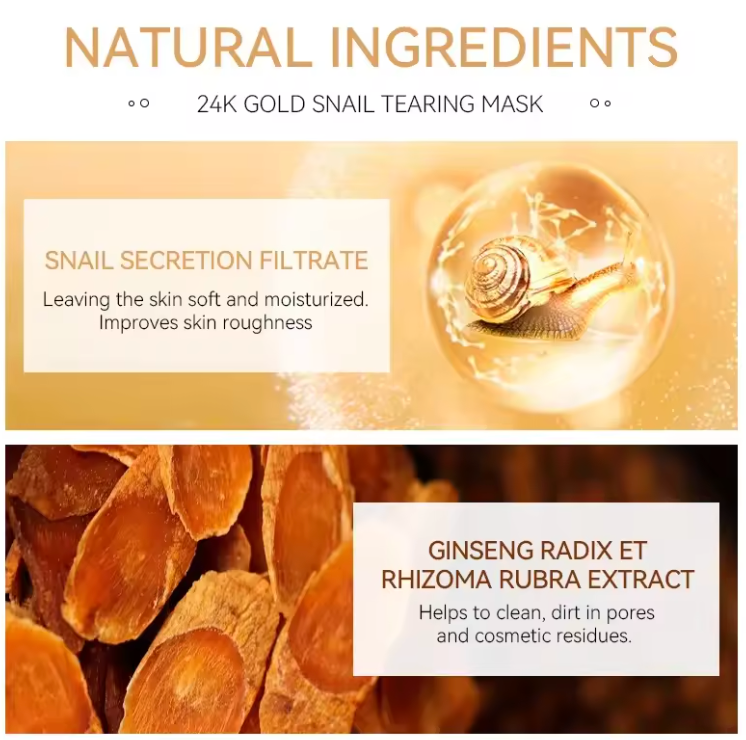 24K Gold SNAIL TEARING Mask Deep Cleansing Remove Blackhead Face Care 50g