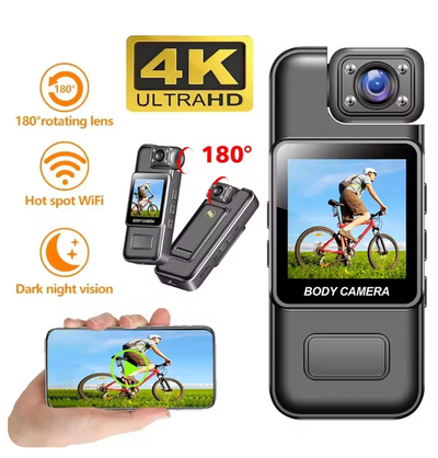 Ultra HD 4K Wifi Camera Digital Video Mini Portable Handheld Law Enforcement Recorder 180° Rotatable Lens Outdoor Sports Camera