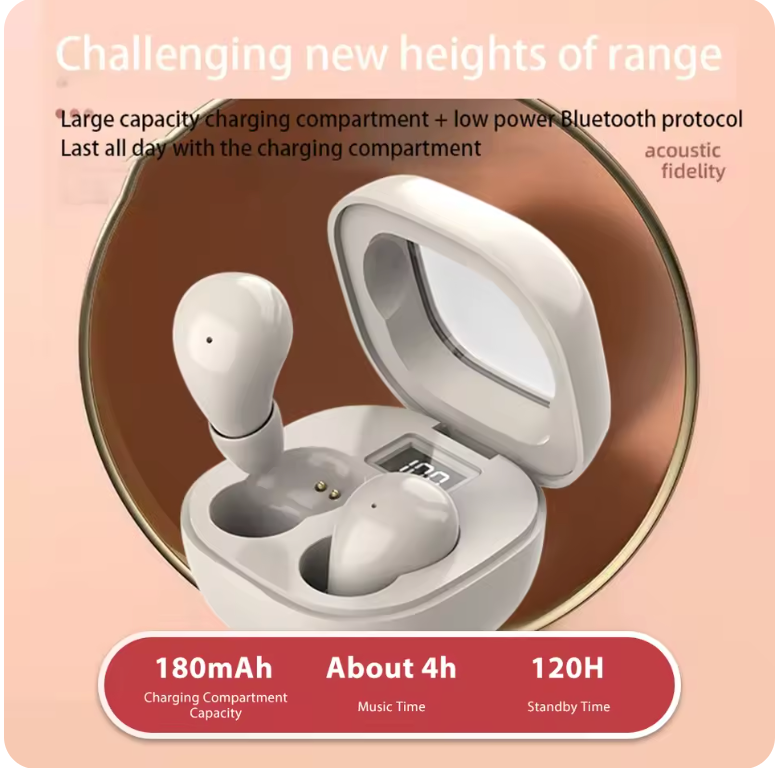 ノイズリダクション付きインビジブルミニヘッドセット,ワイヤレス,hifiステレオ,tws,bluetooth 5.3,iPhoneおよびXiaomi用イヤホン