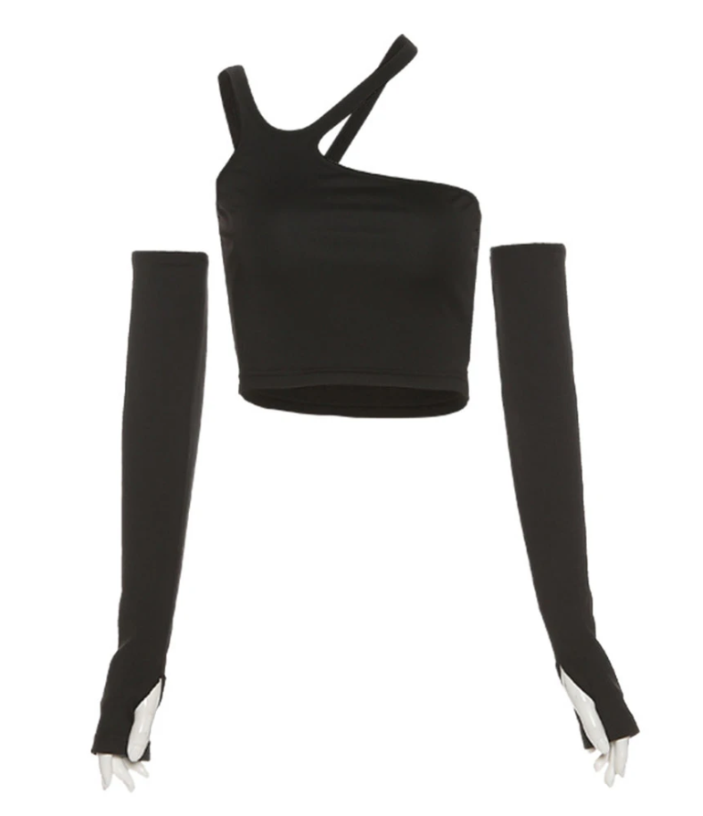 Women's Detachable Short Sleeve Halter Neck T-shirt for Women, Casual and Simple Streetwear for Women, Fall Fashion