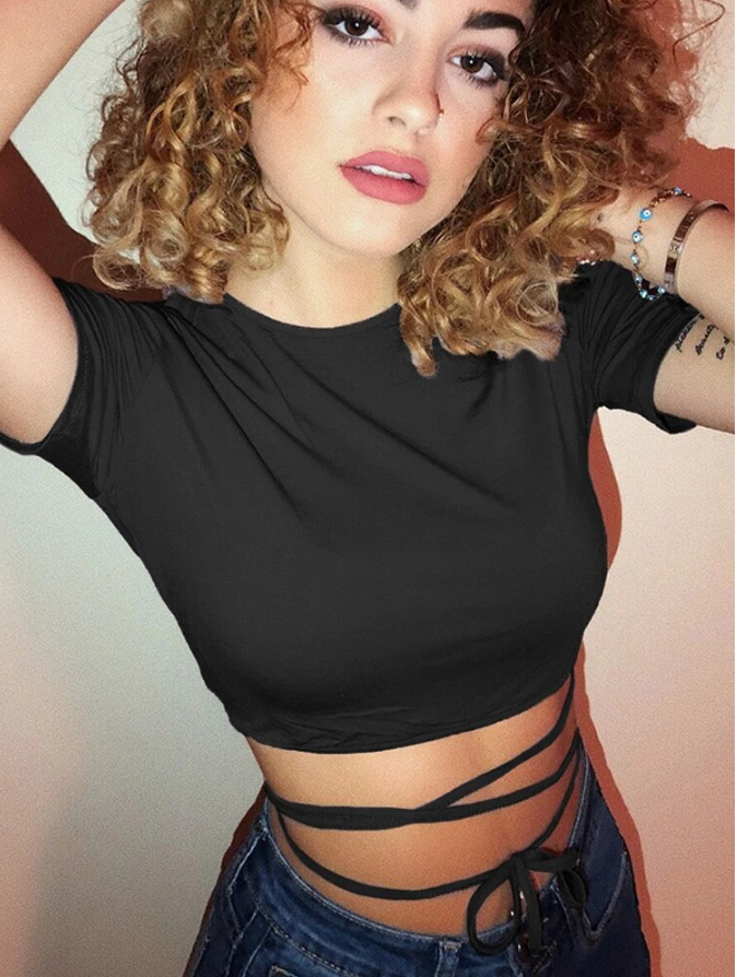 Women's Short Sleeve T-shirt,Black,Sexy,Summer,2023