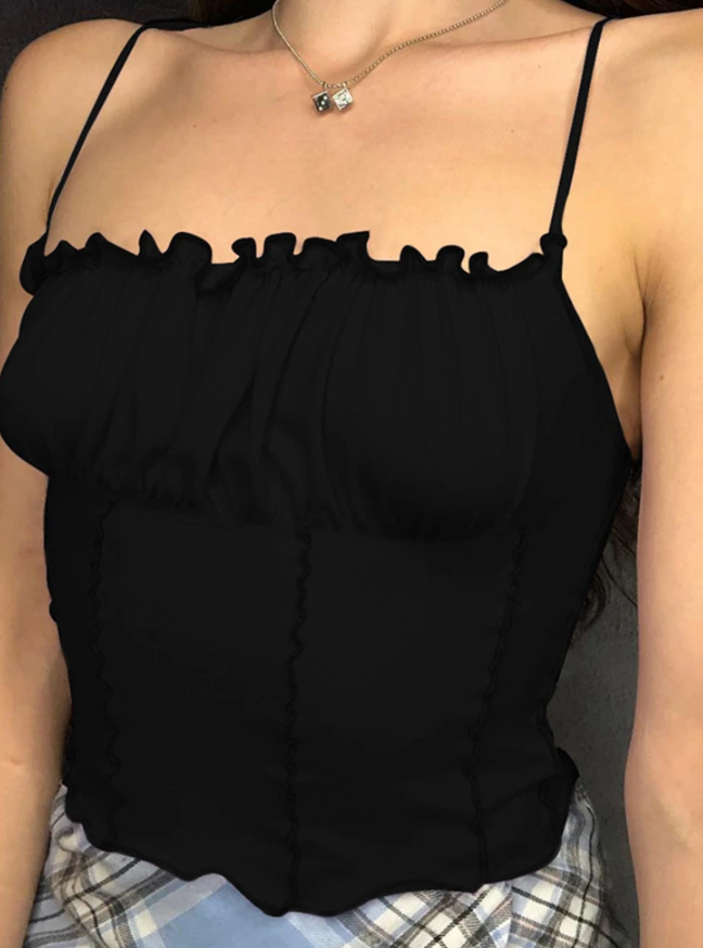 Women's sleeveless flounce tank top,sexy outfit for women,flounce,fashionable,strapless,gathered,short top,camisole,summer clothes for women,collection