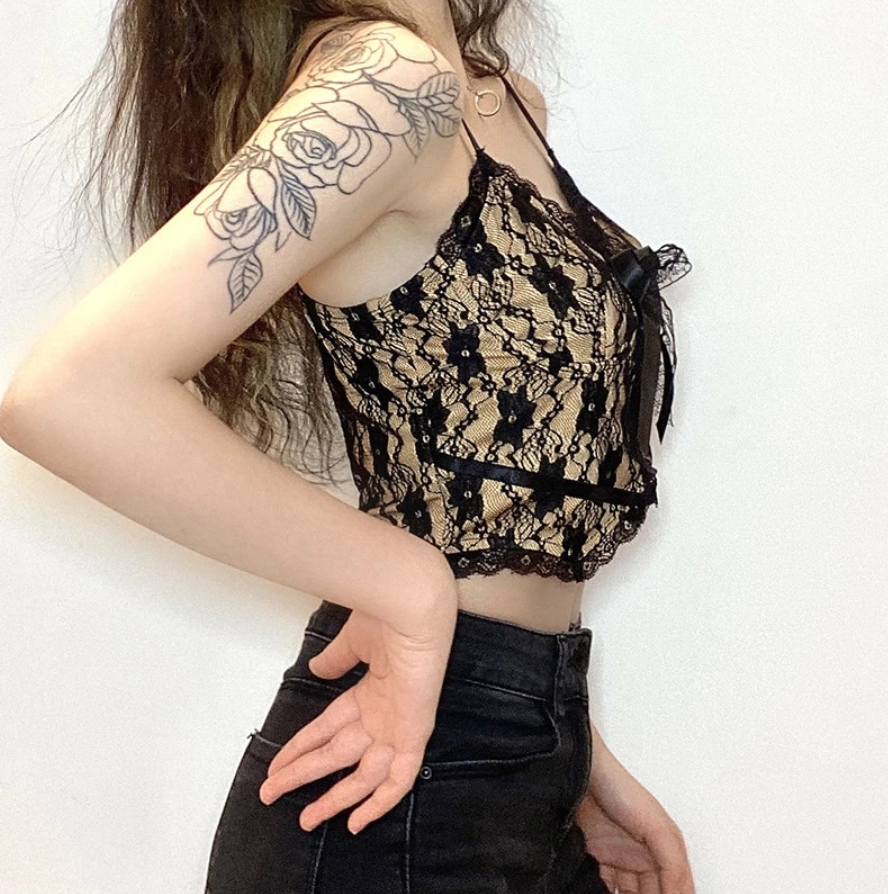 Women's Sexy Tank Top With Spaghetti Straps, Elegant Lace Bare Back, Women's Summer Party Top 2023