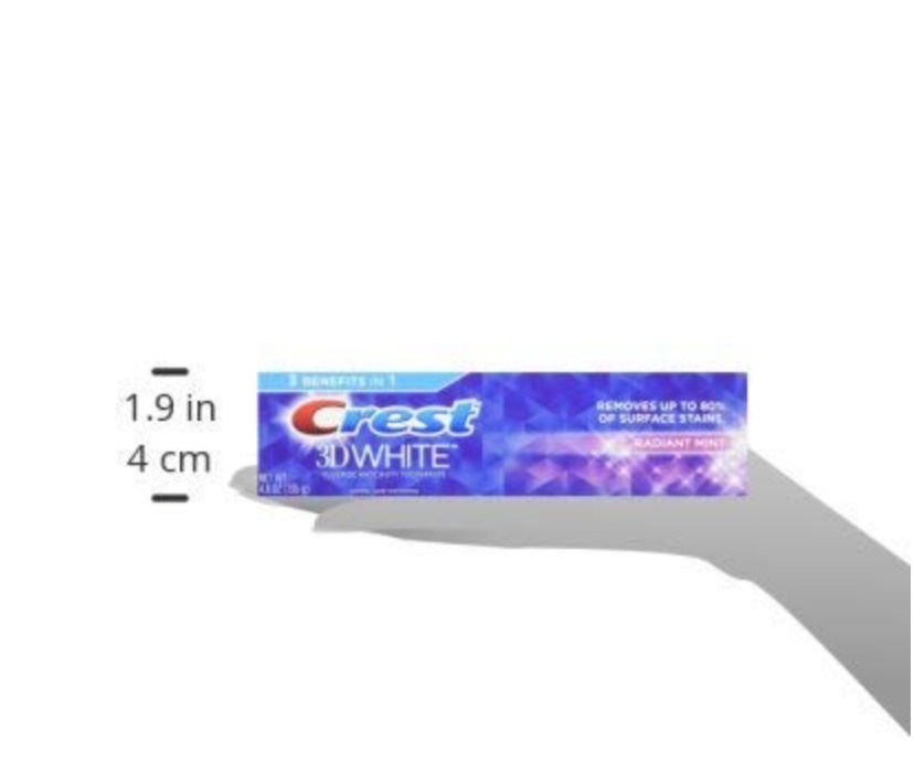 Crest 3D White Toothpaste Radiant Mint, 3.8 Oz (Pack of 3)
