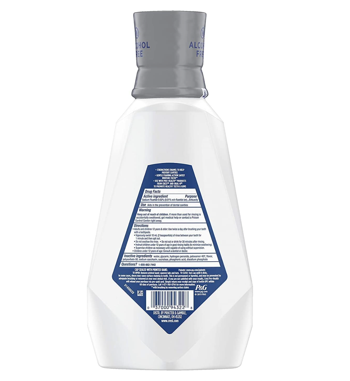 Crest Pro-Health Advanced Mouthwash, Alcohol Free, Extra Whitening, Energizing Mint Flavor, 946 mL (32 fl oz)