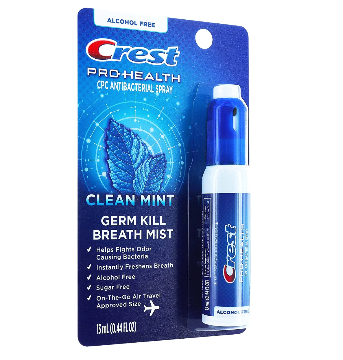Crest Pro-Health | Portable Alcohol-Free CPC Antibacterial Mist with Clean Mint Flavor | Fights Odor-Causing Bacteria for Instant Fresh Breath - 1 Count (0.44oz) Breath Spray