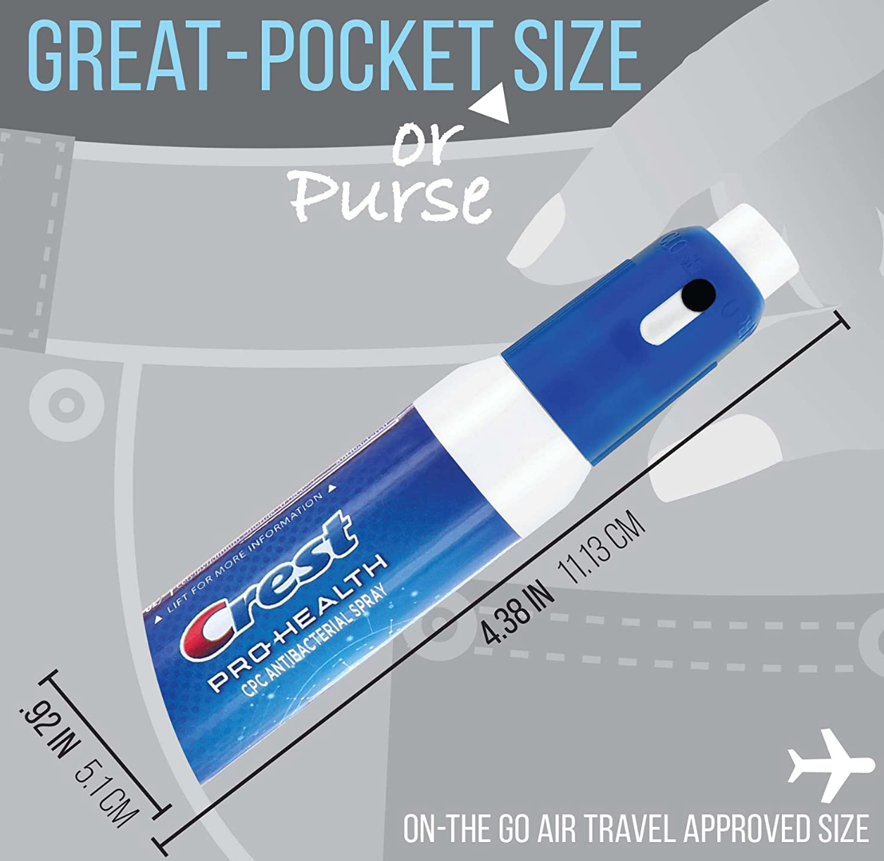 Crest Pro-Health | Portable Alcohol-Free CPC Antibacterial Mist with Clean Mint Flavor | Fights Odor-Causing Bacteria for Instant Fresh Breath - 1 Count (0.44oz) Breath Spray