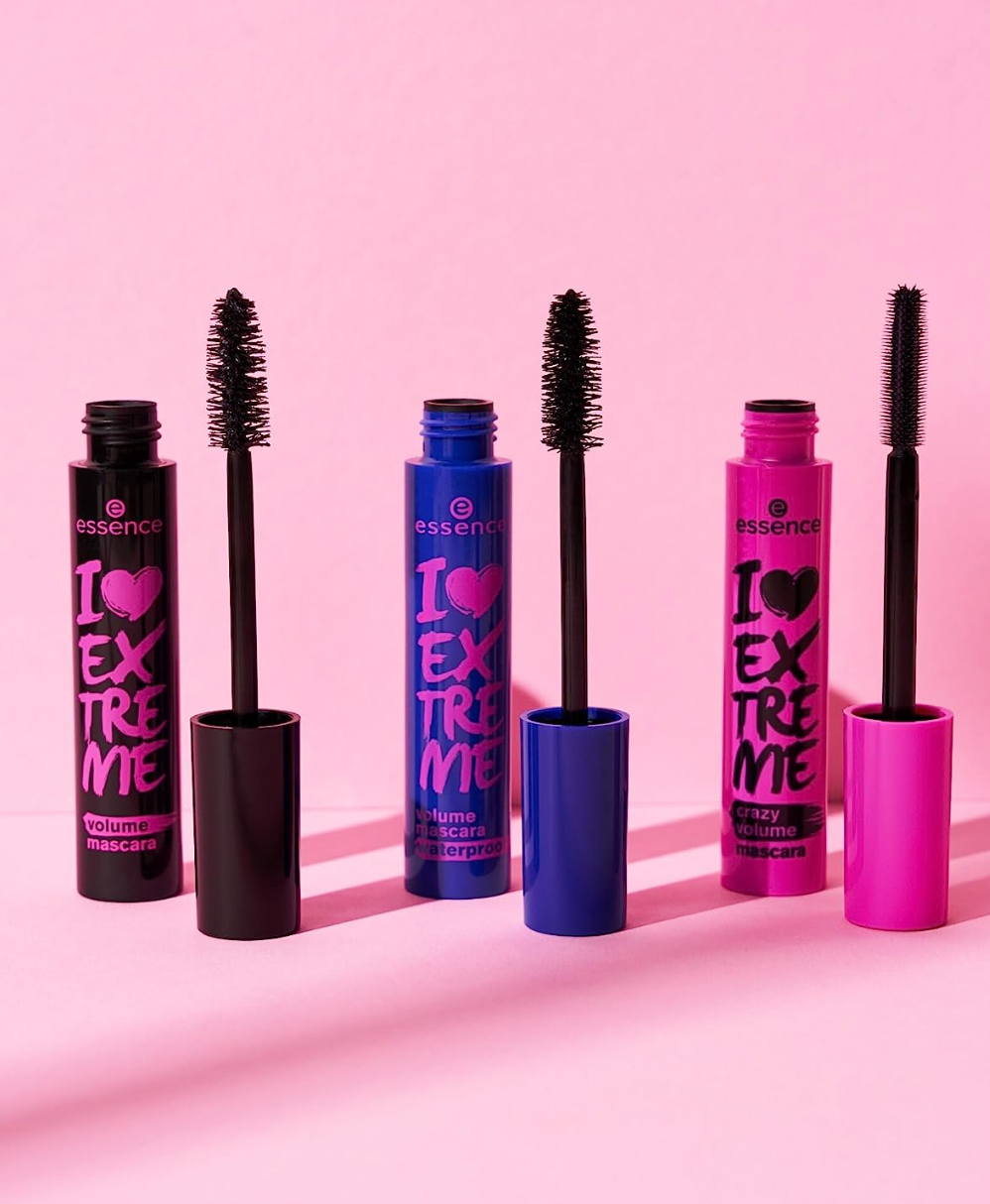 essenza | I Love Extreme Volume Mascara Waterproof | Senza parabeni | Senza crudeltà | Nero (confezione da 1, impermeabile)