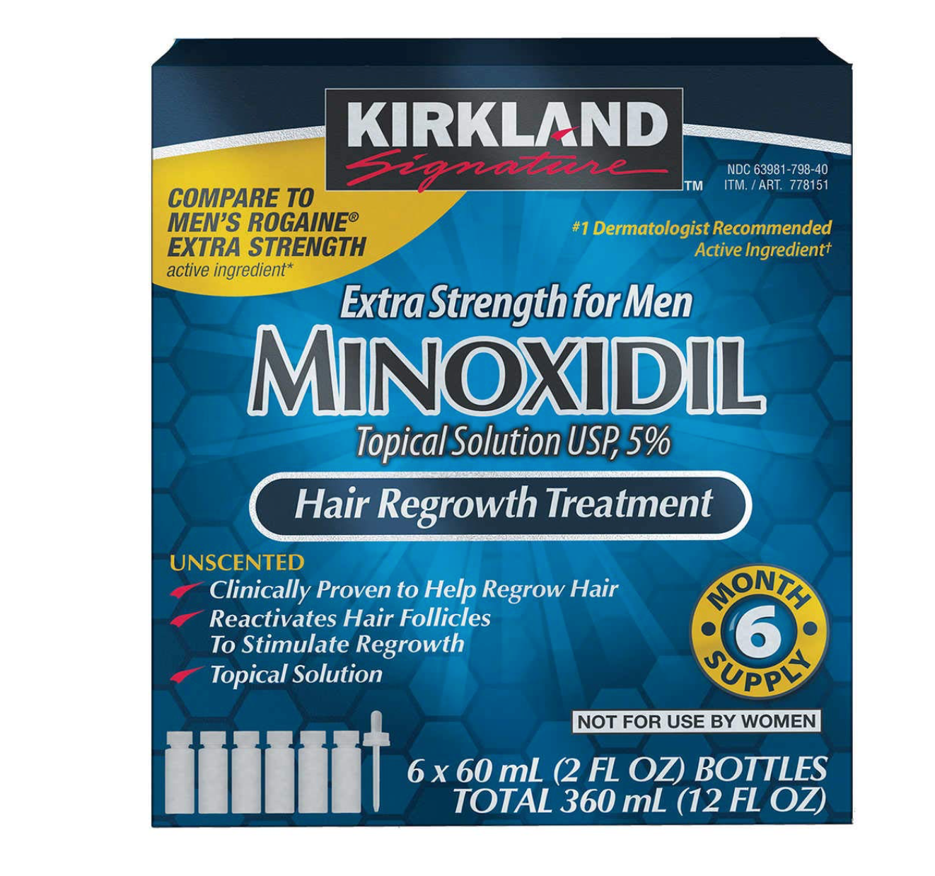 Minoxidil-5% Extra Strength Hair Regrowth for Men, 6 Month Supply