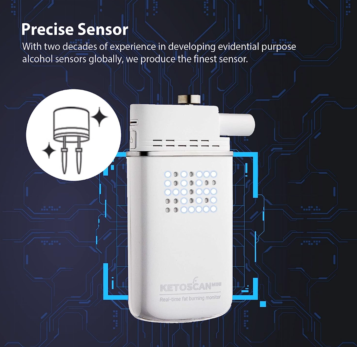 V2 KETOSCAN Mini Breath Ketone Meter, Diet & Fitness Tracker | Monitor Your Fat Metabolism, Level of Ketosis on Low carb, Ketogenic or Any Nutrition & Fitness Program