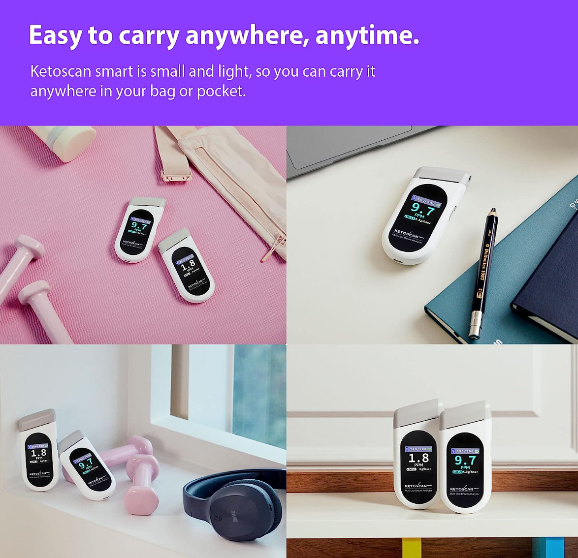 KETOSCAN Smart Breath Ketone Meter, Diet & Fitness Tracker | Monitor Your Fat Metabolism, Level of Ketosis on Low carb, Ketogenic or Any Nutrition & Fitness Program