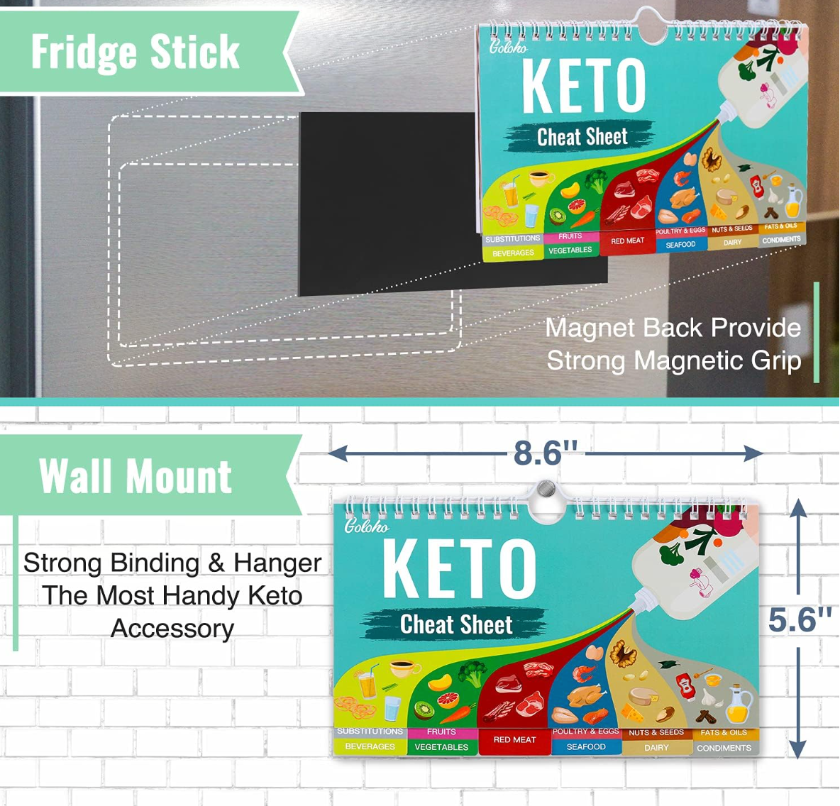 Keto Diet Cheat Sheet Magnets Kit, Magnetic Quick Reference Keto Food List Guide Charts 239 Foods and Swap for Beginners with Keto Tracker Log Macro Carbs Counter Journal Planner, Body Measuring Tape