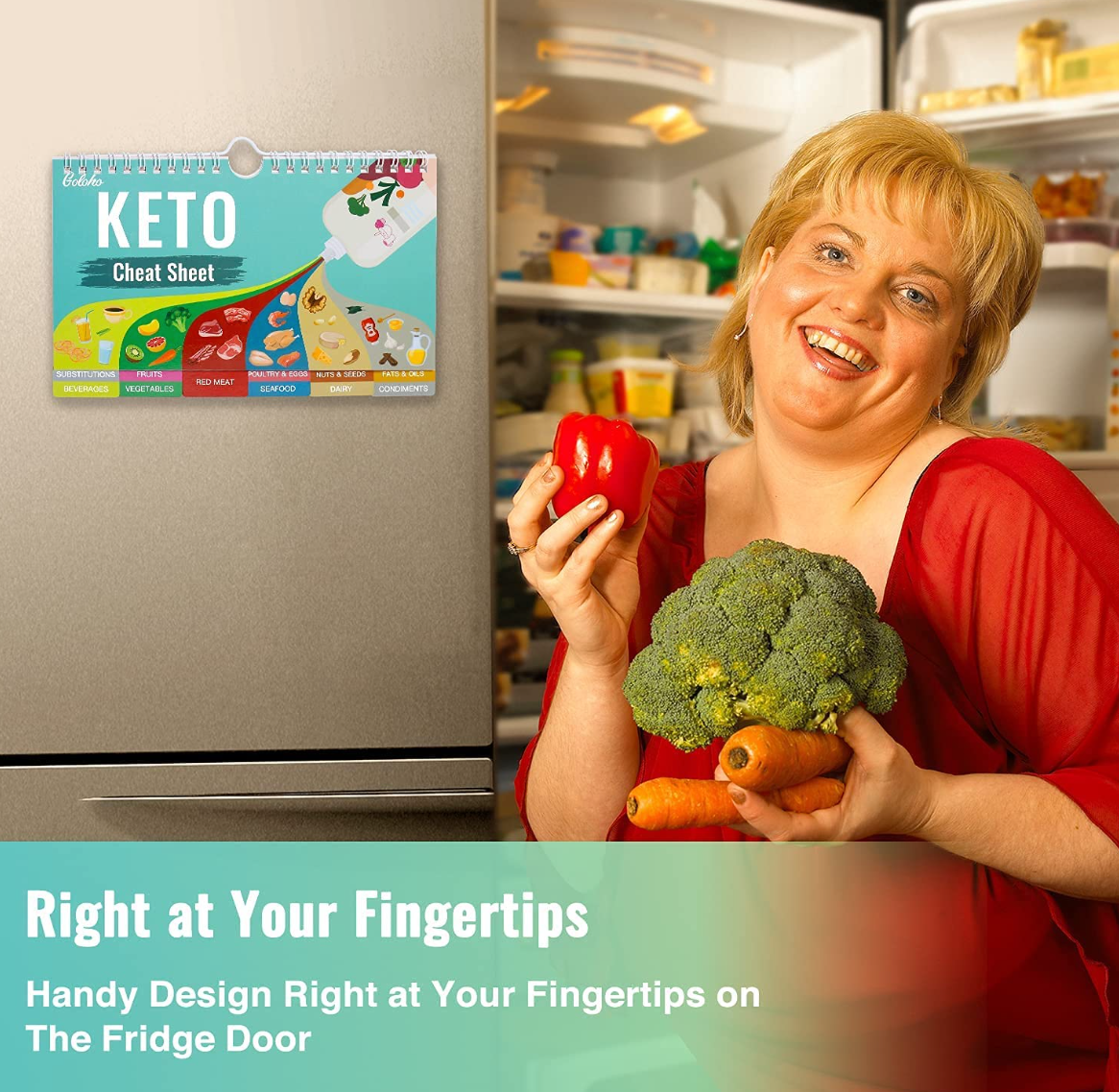 Keto Diet Cheat Sheet Magnets Kit, Magnetic Quick Reference Keto Food List Guide Charts 239 Foods and Swap for Beginners with Keto Tracker Log Macro Carbs Counter Journal Planner, Body Measuring Tape