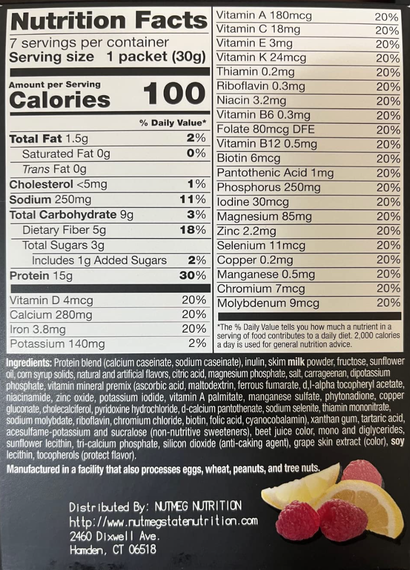 PROTIFIT - High Protein Pudding/Shake Mix, 15g Protein, Low Calorie, Low Fat, Low Carb, Aspartame Free, Idea Protein Compatible, Meal Replacement, 7 Servings Per Box (Lemon Raspberry)