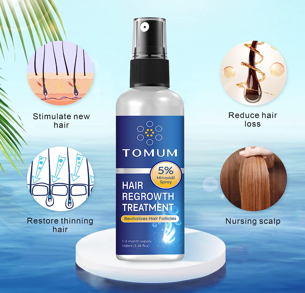 5% Minoxidil Hair Growth Spray For Men and Women 100Ml Hair Regrowth Treatment Serum For Stronger Thicker Longer Hair Help to Stop Thinning and loss hair 2 Month supply