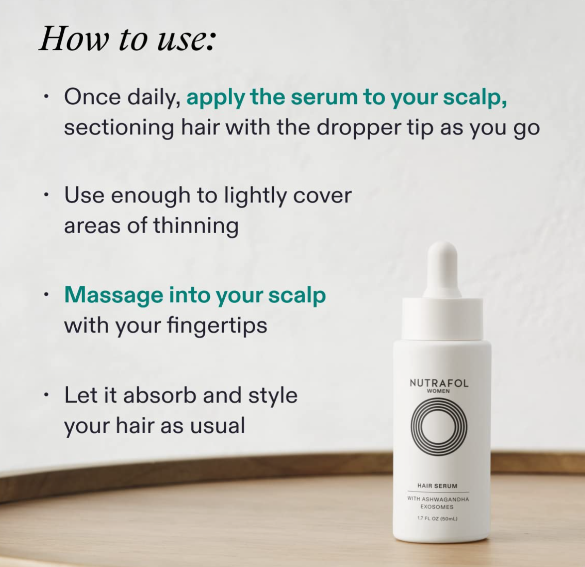 Nutrafol Women's Hair Serum, Supports Visibly Thicker and Stronger Hair, Vegan, Lightweight and Fast-Absorbing - 1.7 Fl Oz, 1 Bottle - 1.7 Fl Oz, 1 Bottle