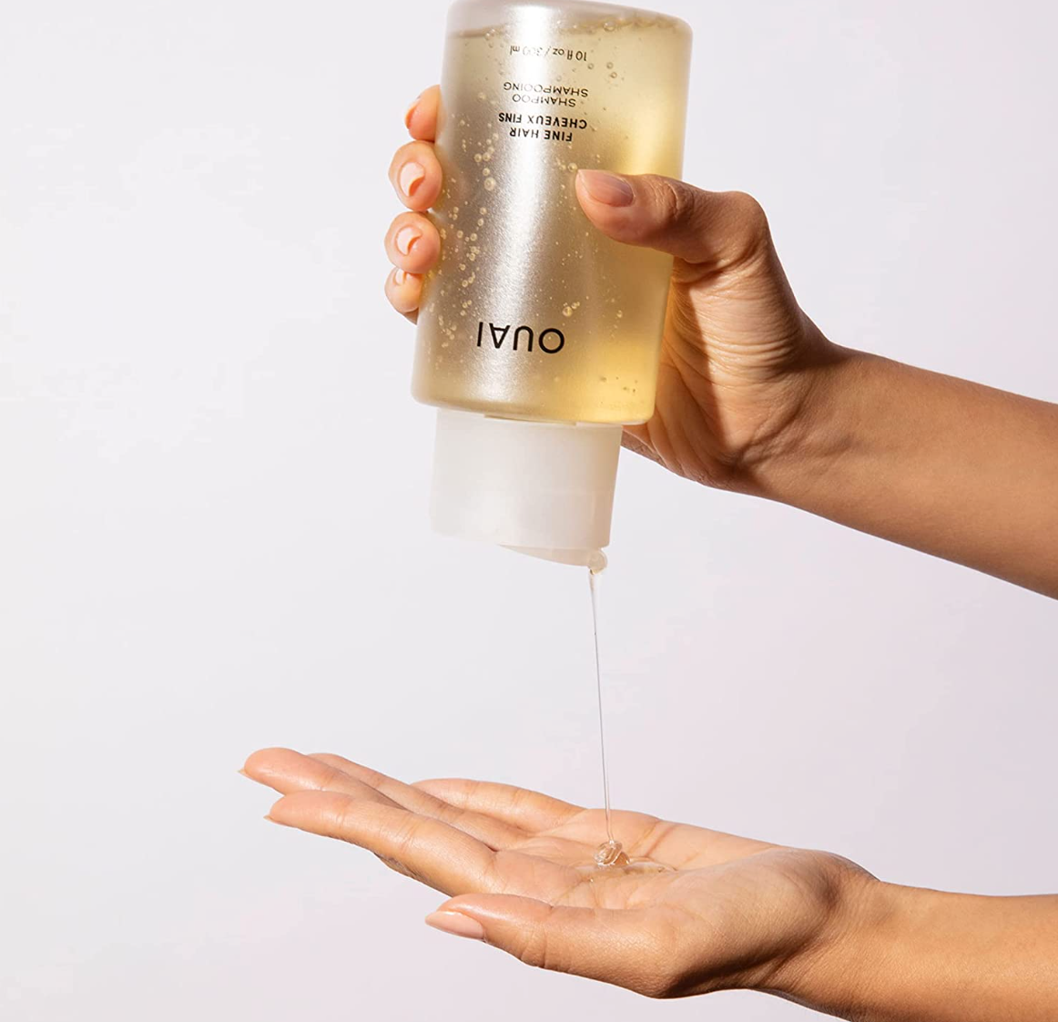 OUAI Fine Shampoo. Bring Fine Hair to the Next Level with Strengthening Keratin, Biotin and Chia Seed Oil. Hair is Left Clean, Bouncy and Voluminous. Free from Parabens, Sulfates and Phthalates. 10 oz