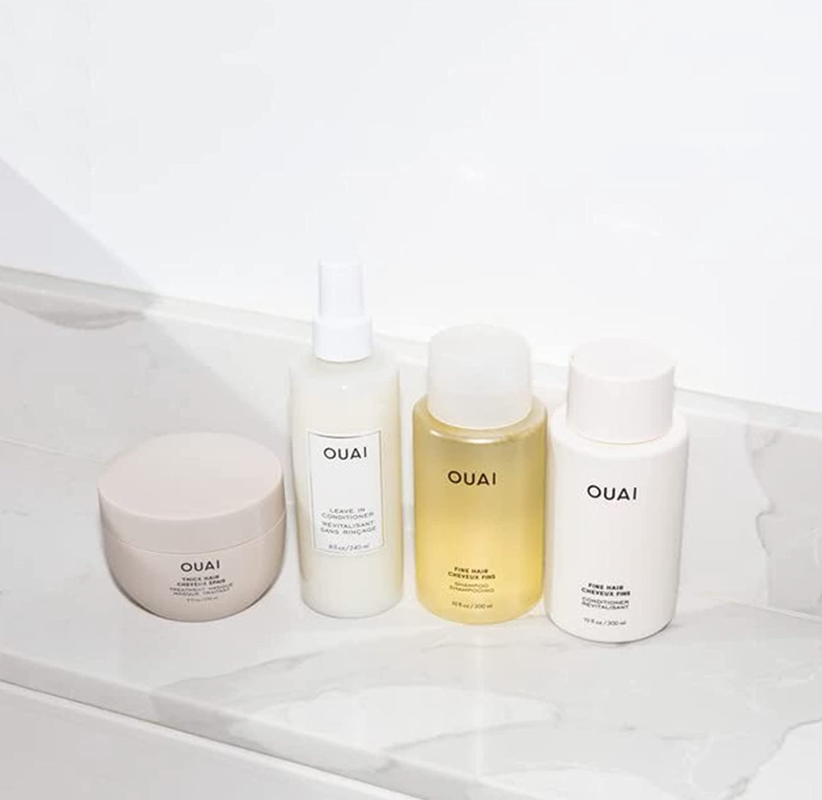 OUAI Fine Shampoo. Bring Fine Hair to the Next Level with Strengthening Keratin, Biotin and Chia Seed Oil. Hair is Left Clean, Bouncy and Voluminous. Free from Parabens, Sulfates and Phthalates. 10 oz