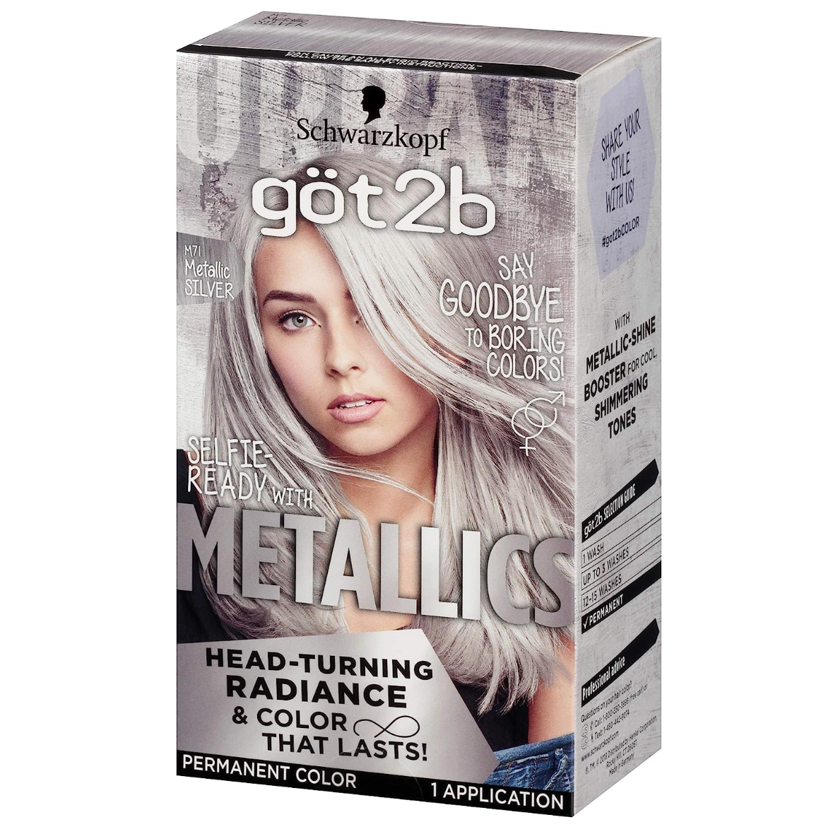 Schwarzkopf Got2b Metallics Permanent Hair Color, M71 Metallics Silver