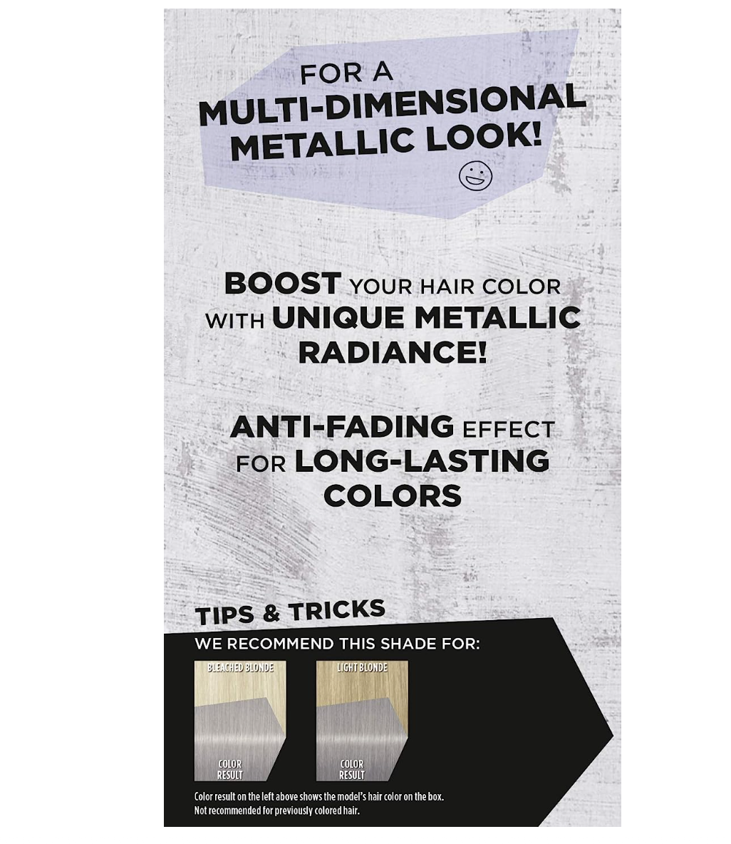 Schwarzkopf Got2b Metallics Permanent Hair Color, M71 Metallics Silver