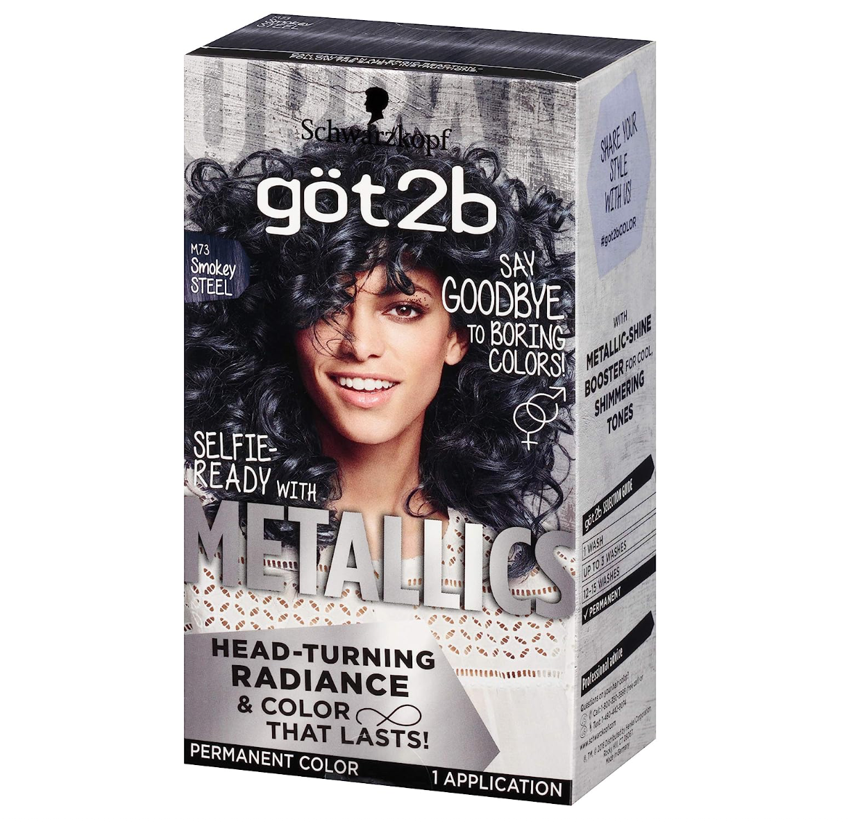 Schwarzkopf Got2b Metallics Permanent Hair Color, M73 Smoky Steel