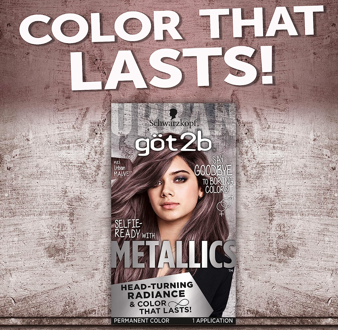 Schwarzkopf Got2b Metallics Permanent Hair Color, M83 Urban Mauve
