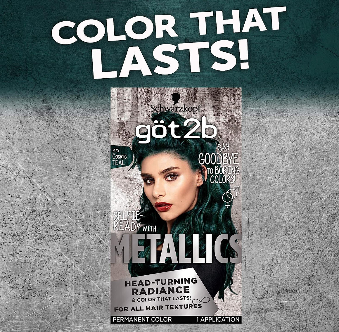 Schwarzkopf Got2b Metallics Permanent Hair Color, M75 Cosmic Teal