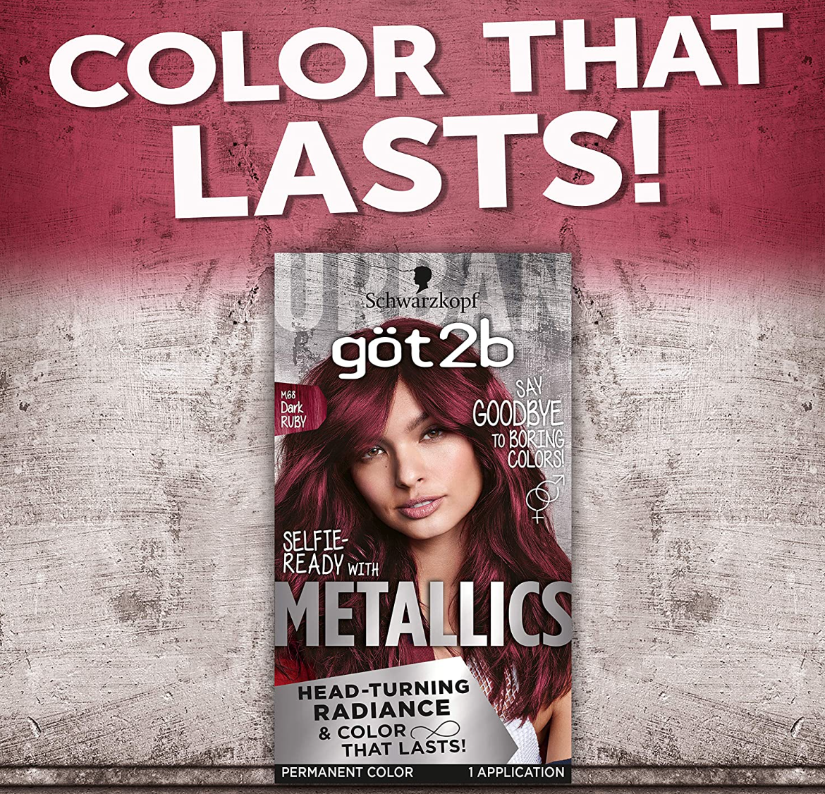 Schwarzkopf Got2b Metallics Permanent Hair Color, M68 Dark Ruby
