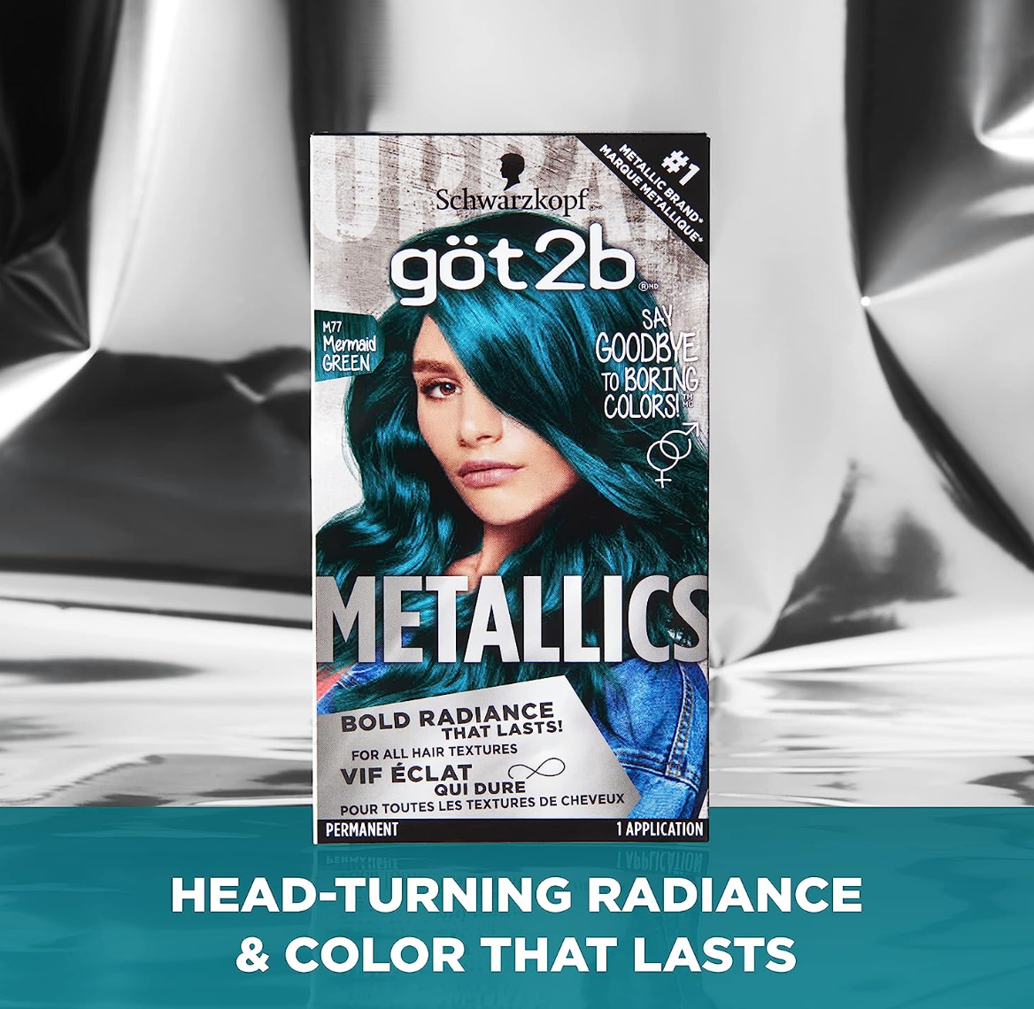 Got2b Metallics Permanent Hair Color, M77 Mermaid Green