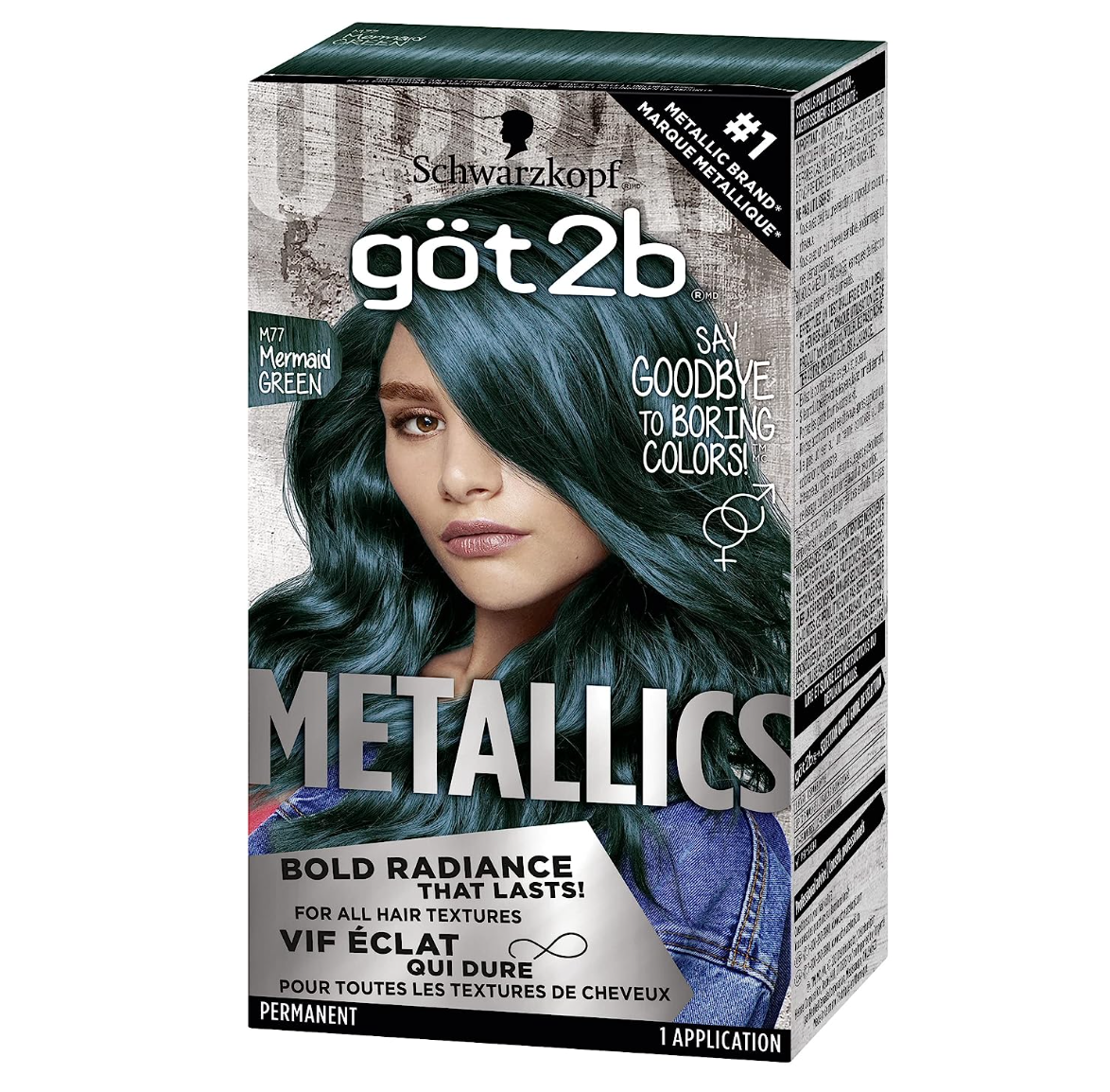 Got2b Metallics Permanent Hair Color, M77 Mermaid Green