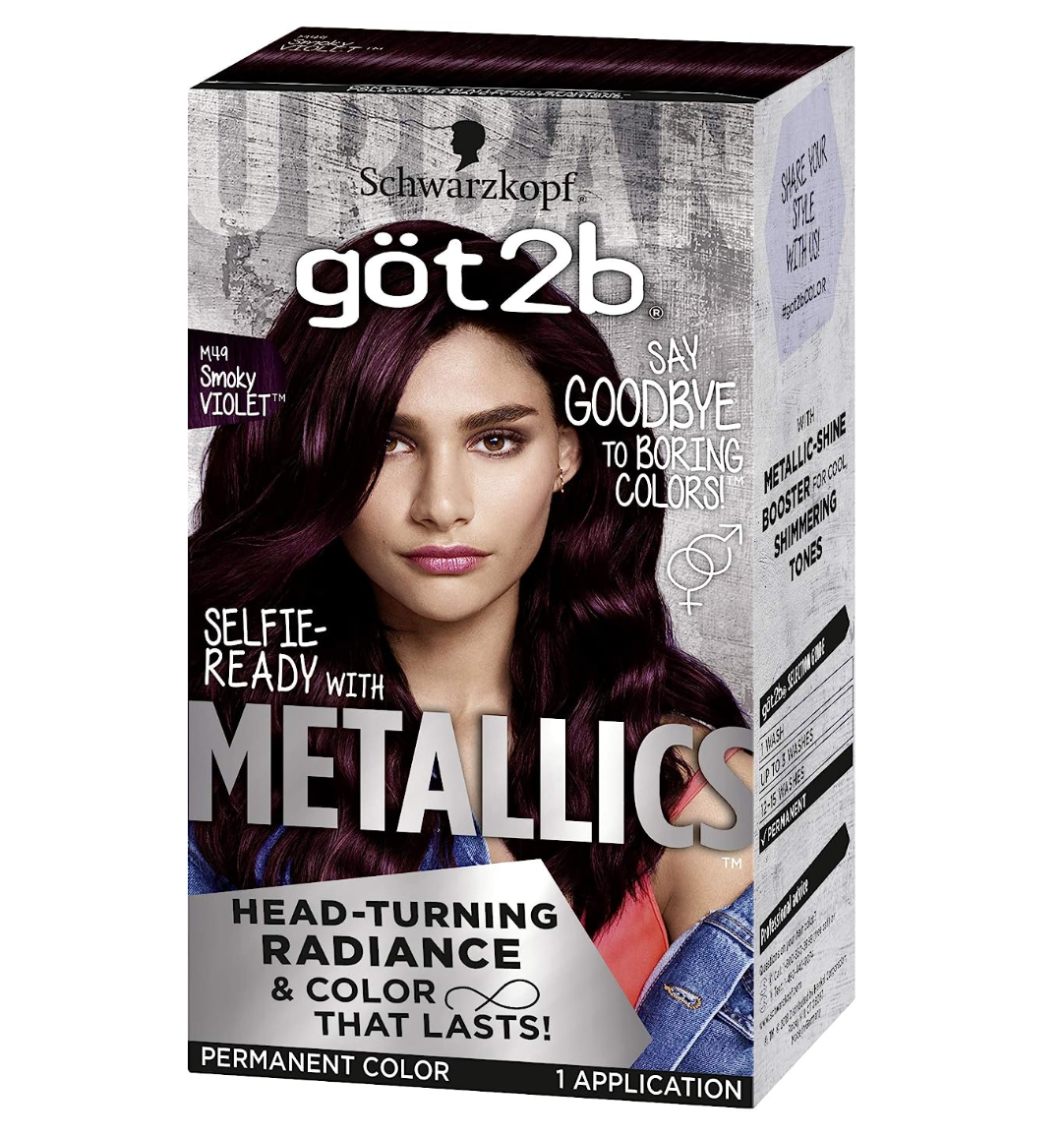 Schwarzkopf Got2b Metallics Permanent Hair Color, M49 Smoky Violet