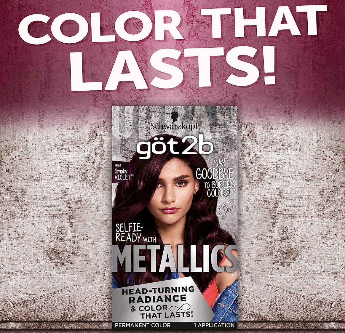 Schwarzkopf Got2b Metallics Permanent Hair Color, M49 Smoky Violet