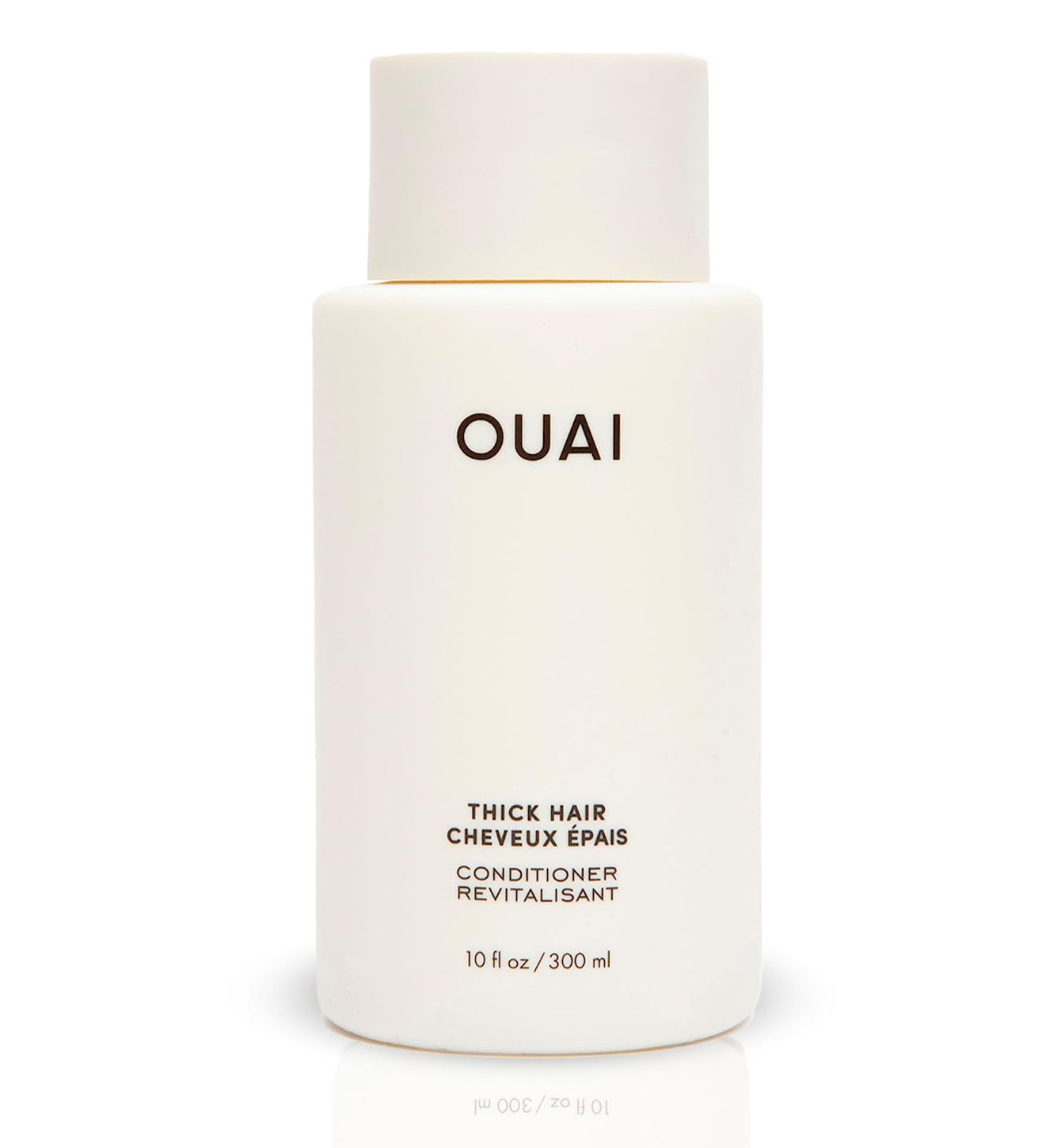 OUAI Thick Conditioner. Strengthening Keratin, Marshmallow Root, Shea Butter and Avocado Oil Nourish Dry, Thick Hair and Calm Frizz. Free from Parabens, Sulfates and Phthalates (10 oz)