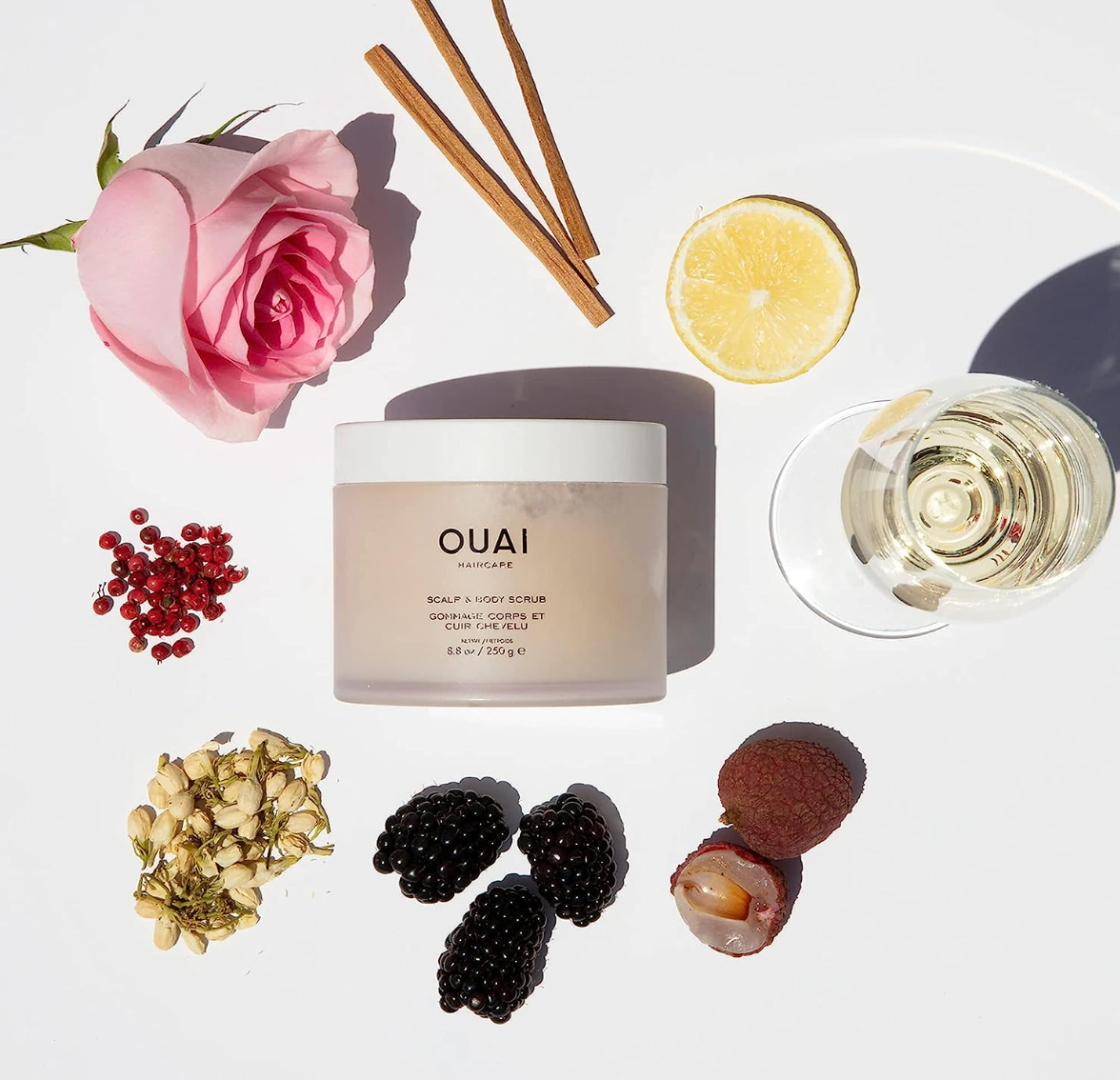 OUAI Scalp & Body Scrub. Deep-Cleansing Scrub for Hair and Skin that Removes Buildup, Exfoliates and Moisturizes. Made with Sugar and Coconut Oil. Free from Parabens, Sulfates and Phthalates (8.8 Oz)