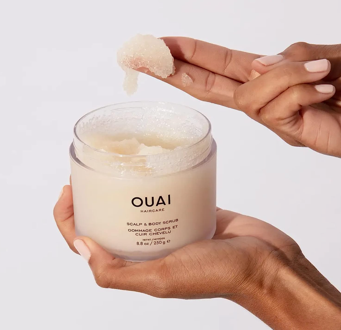 OUAI Scalp & Body Scrub. Deep-Cleansing Scrub for Hair and Skin that Removes Buildup, Exfoliates and Moisturizes. Made with Sugar and Coconut Oil. Free from Parabens, Sulfates and Phthalates (8.8 Oz)
