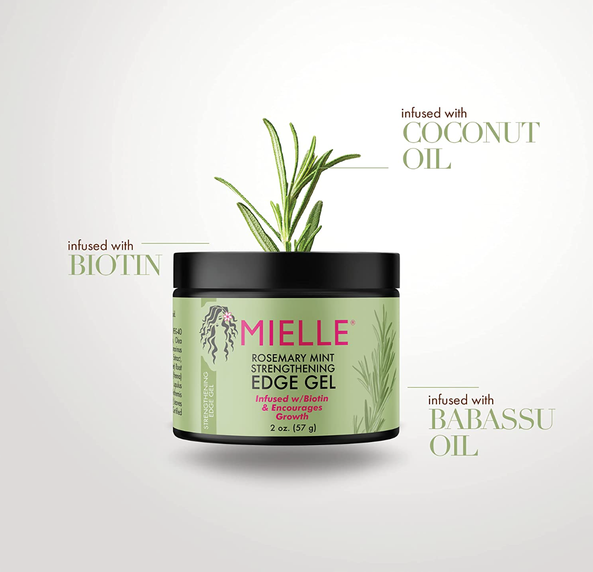 Mielle Organics Rosemary Mint Strengthening Edge Gel, Biotin & Essential Oil Hair Styling Treatment, 2 Ounces